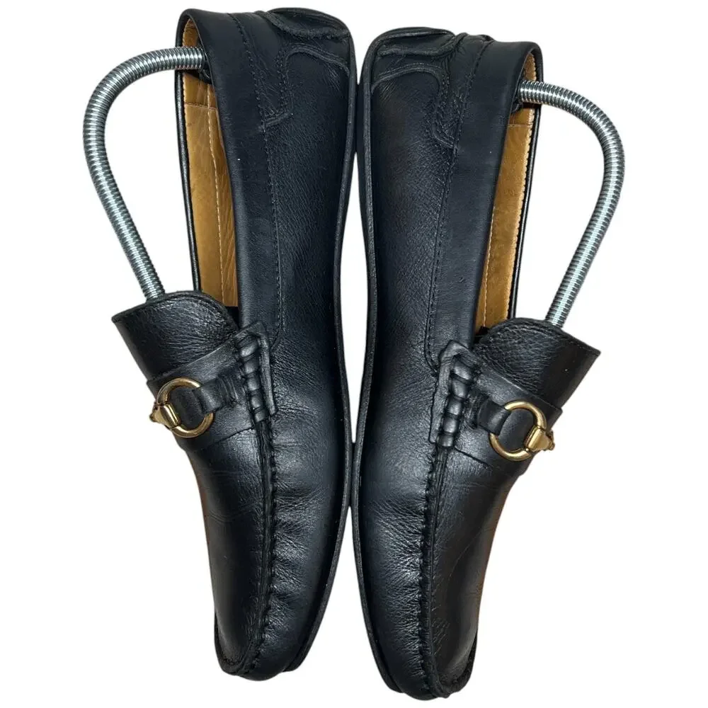 MERCANTI FIORENTINI Horse Bit Relax Men 9M Black Leather Driving Loafers Shoes